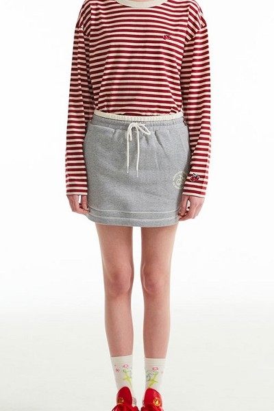 [ KIRSH ]★DOODLE CHERRY PLANET EXPLORER SHORT SKIRT KIRSH Doodle Cherry Planet Explorer Short Skirt Melange Gray