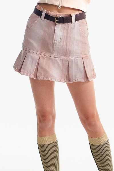 KIRSH Cherry Pleats Denim Skirt Dark Blue | Denim for Women