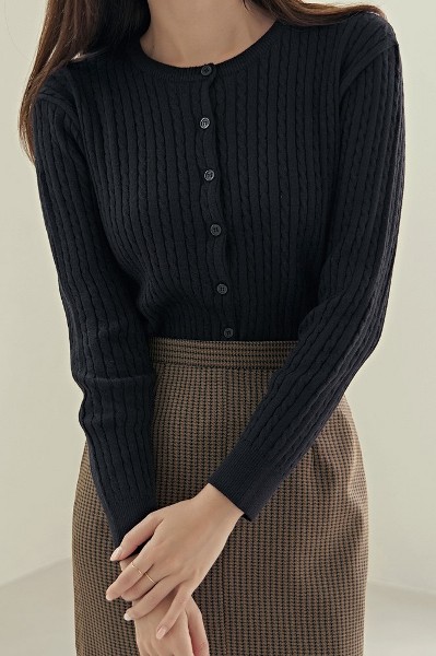 試着のみ【(NEW)MIX COLLARED CARDIGAN】サイズ0(M) MIXXO Gold Button Cardigan | Cardigans for Women | KOODING