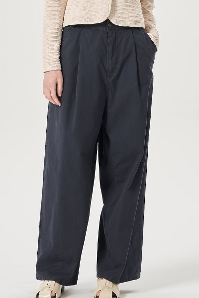 【SATIIIZ】Roan Brushed Pin-Tuck Balloon Pants 8seconds One Tuck Balloon Pants Ash | Straight for Women