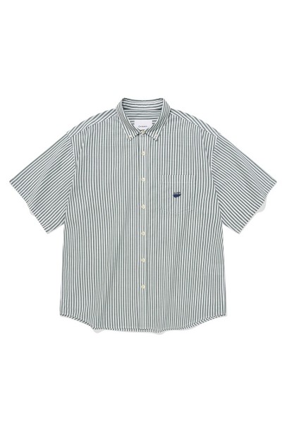 Covernat Unisex C Logo Oxford Stripes Shirt Gray | Striped