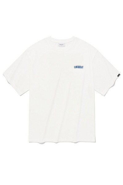8seconds Nec Tip Print Letterign Half Sleeve Knit Ivory