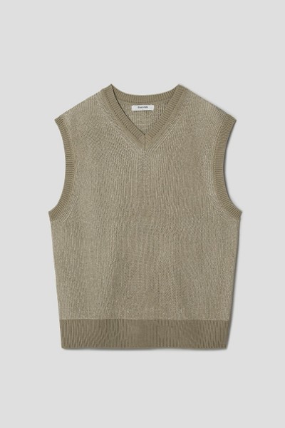 Matin Kim Hoody Point Logo Knit Vest For Men In Ivory