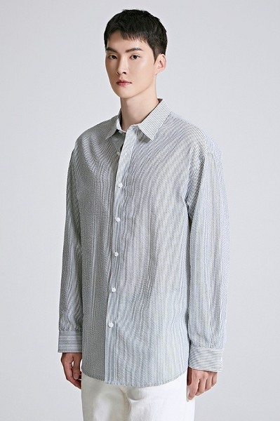Covernat Unisex C Logo Oxford Stripes Shirt Green | Striped