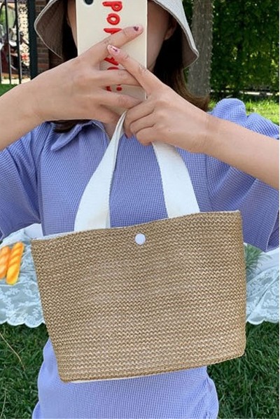 [COVERNAT]★Wool checke tote bag Covernat Wool Check Tote Bag Navy | Totes for Women | KOODING