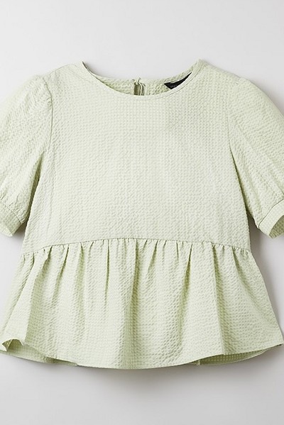 新品ブルレアBluelea Spun Organdy Peplum Blouse GANNI Blue Peplum Blouse GANNI