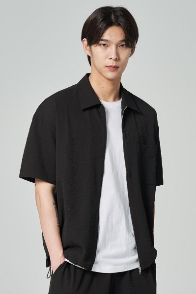 【SATIIIZ】Kabi Seersucker Check Shirt 54c041df0a33087573f805b646abd8