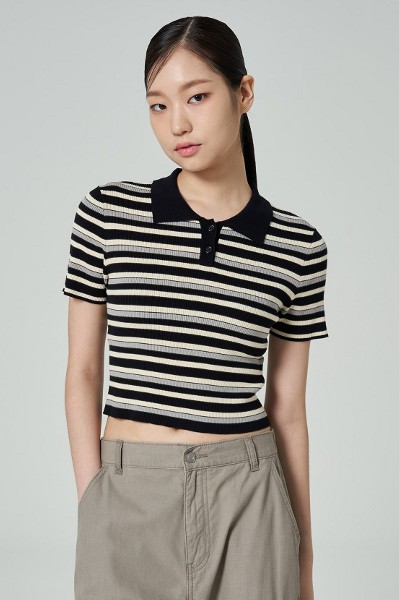 Matin Kim Matin Embroidery Logo Top In Black | Basic Tees