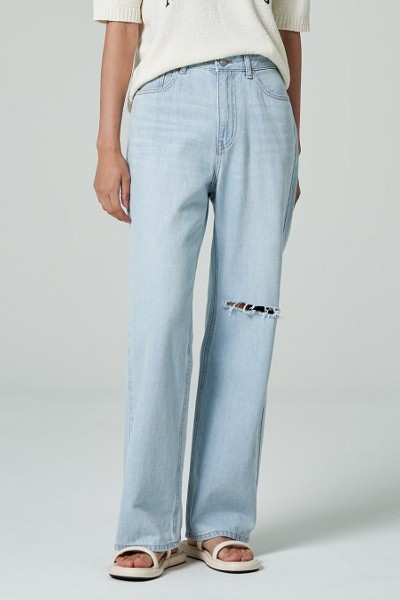 【BAON】Econde Hidden Banding Light Blue Denim Pants BAON (バオン) - イコンドヒドゥンバンディングライトブルー
