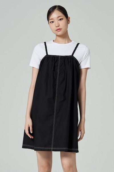 ● 8 SECONDS ● Sleeveless Side Shirring Dress 8seconds Shirred Sleeveless Long Dress Black | Basic Dresses