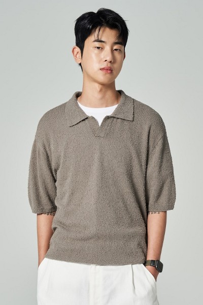 ポロシャツ COVERNAT Cool Cable Collar Half Knit Green Covernat Unisex Cool Cable Collar Half Knit Navy | Collared