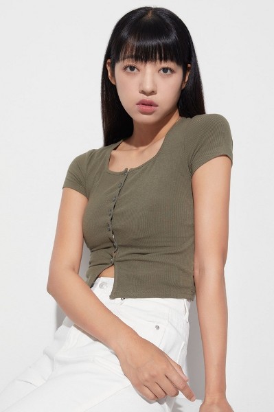 ★KODAK★ Hot Summer Crop Short Sleeve T-shirt Women GREEN Kodak Apparel Hot Summer Crop Short Sleeve Tee Shirt Green