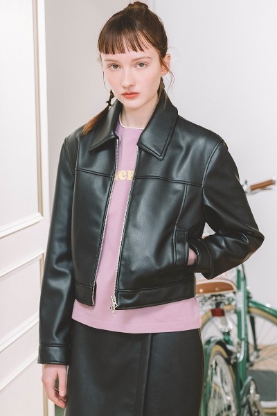 ジャケット・アウター misty vegan leather cargo jacket Milano Vegan Leather Jacket - Misty Blue - Bernardo