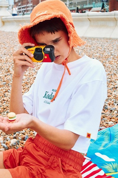 ★KODAK★ Sorona Rainbow Short Sleeve T-shirt ORANGE Kodak Apparel Unisex Core Woven Short Sleeve Tee Shirt