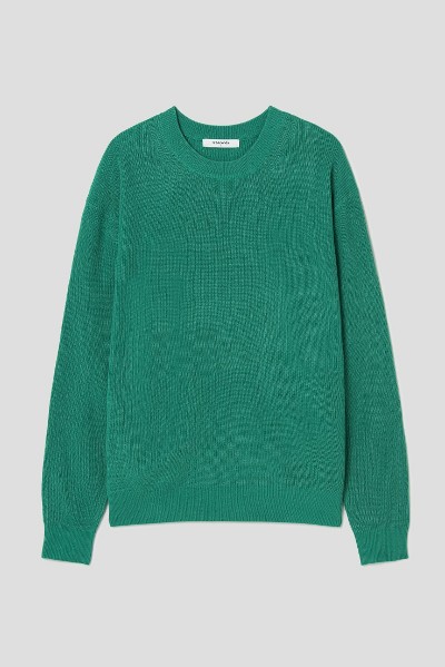Covernat Unisex Lambs Wool C Logo Crew Neck Knit Blue
