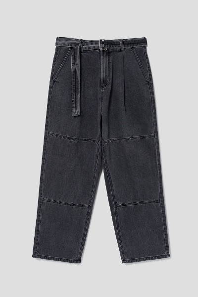 【KOOLOSET】Brown Tin Brush Wide Denim Deep Brush Biker Wide Denim (2color) - kooloset