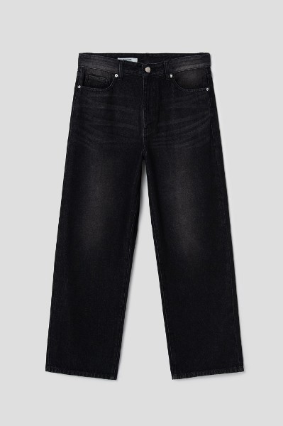 【KOOLOSET】Brown Tin Brush Wide Denim Deep Brush Biker Wide Denim (2color) - kooloset