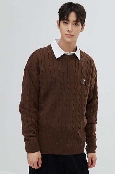 ★韓国の人気★【COVERNAT】★MIDDLE C LOGO CREWNECK KNI.T★ MUSINSA公式 | COVERNAT Middle C logo crewneck knit black
