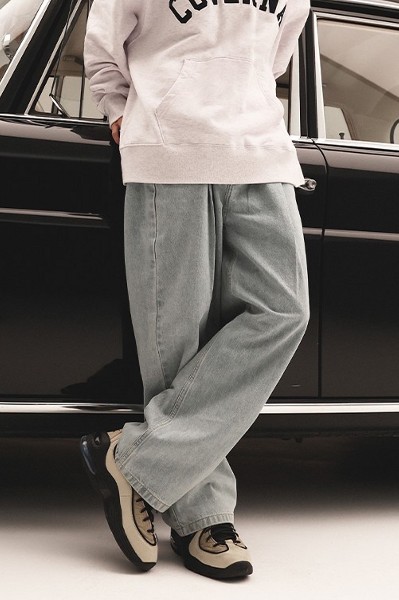 8seconds Vintage Wide Fit Denim Pants Gray | Relaxed for Men