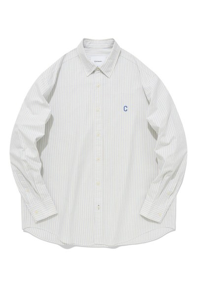 Covernat Unisex C Logo Oxford Stripes Shirt Sky Blue