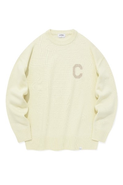 Covernat Unisex Lambs Wool C Logo Crew Neck Knit Blue