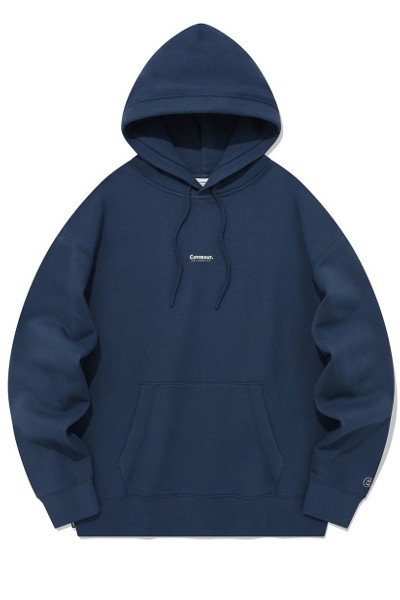 Unisex Oversized Small Authentic Logo Hoodie Dark Blue