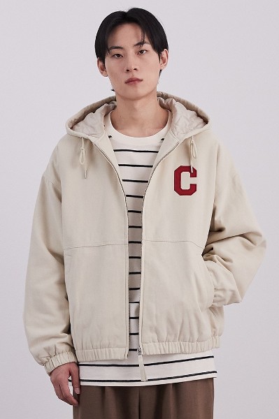 Covernat Unisex Pigment Small Logo Hoodie Zipup Beige | Hooded for