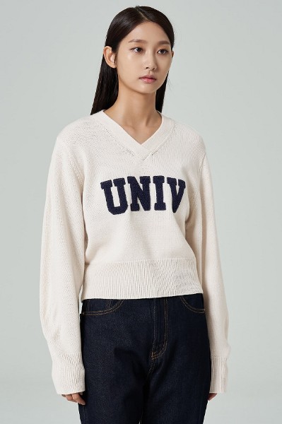 TWEE Fleion Stripe V-neck Knit | KOODING