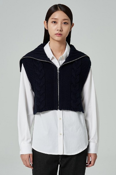 TAN◆MOON CABLE VEST/FREE/ウール/IVO/TN22AW011 Button Knitted Vest | boohoo