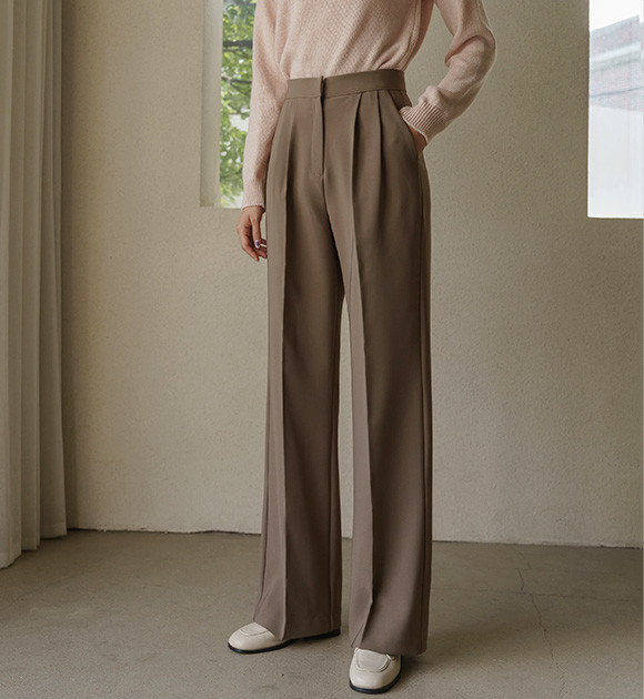【COLOR iN ID】unbal pintuck slacks CARB-YD769-BLK-24SS-Pin-Tuck-