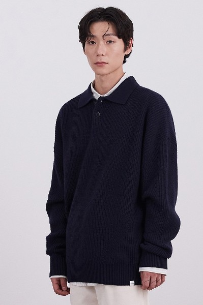 ★関税込★COVERNAT★KNIT COLLAR SWEATSHIRT★ Covernat Unisex Crop C Logo Mock Neck Sweatshirt Navy