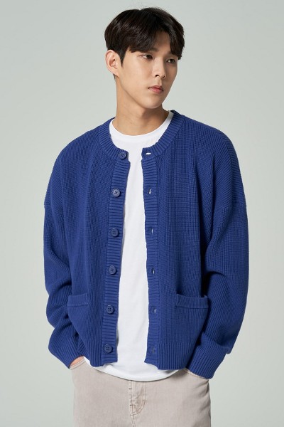 Covernat Unisex C Logo Oversized Sweat Cardigan Oatmeal