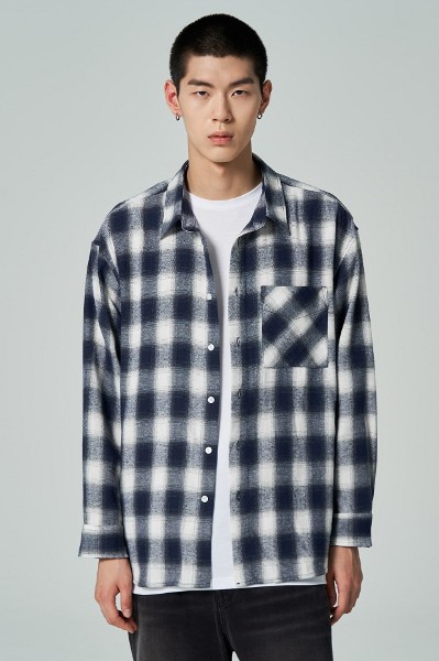 8seconds Two Pockets Ombre Check Shirt Blue | Plaid for Men 8seconds Two Pockets Ombre Check Shirt Blue | Plaid for Men