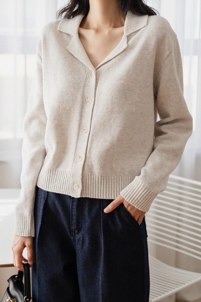 MIXXO Collar Neck Zipup Cardigan | Cardigans for Women | KOODING