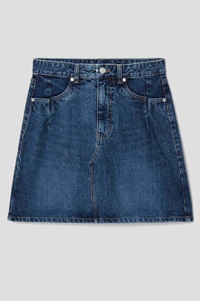 KIRSH Cherry Pleats Denim Skirt Dark Blue | Denim for Women