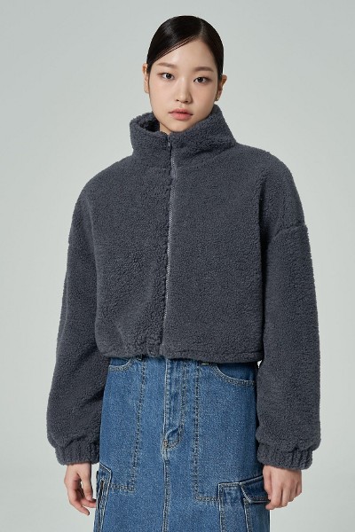 ★SPAO★Cara Fur Short Jacket★SPJLD4VW23 SPAO Unisex Basic Fur Fleeced Zipup | Fur & Faux Fur for