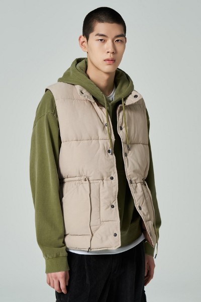 Matin Kim Hoody Point Logo Knit Vest For Men In Charcoal | Vests