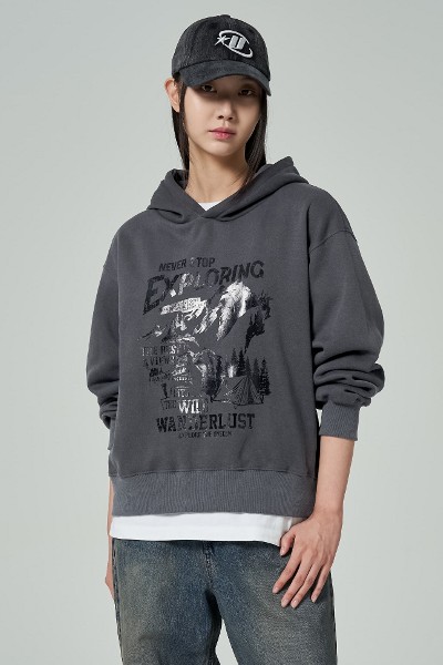 ★KIRSH★ Collection Utopia Wording Sweatshirt Charcoal KIRSH Collection Utopia Graphic Hoodie Yellow | Sweatshirts