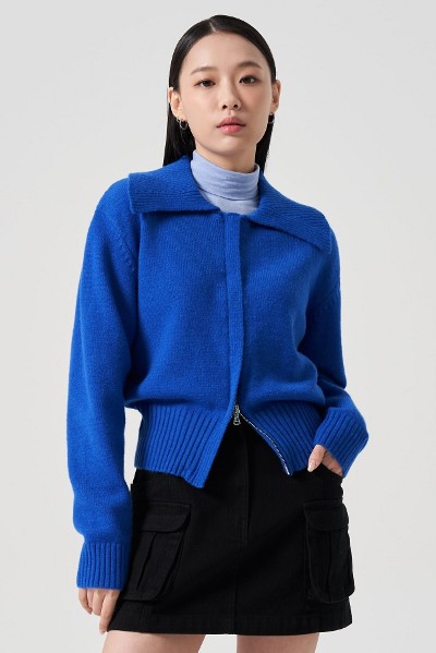 試着のみ【(NEW)MIX COLLARED CARDIGAN】サイズ0(M) OW1187_LK1029_MU212_1_3aabe343