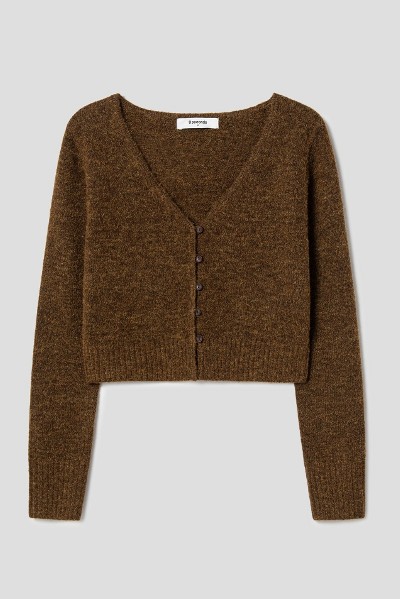 トップス short cardigan Women's V Neck Solid Color Sweater Casual Open Front Button