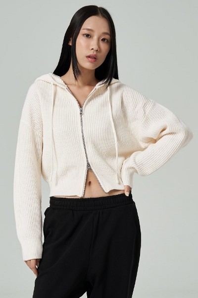 Covernat Unisex C Logo Hoodie Zipup Oatmeal | Hooded for