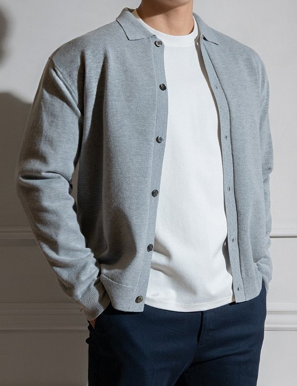 8seconds Hairy Y Neck Cardigan Lavender | Cardigans for Men