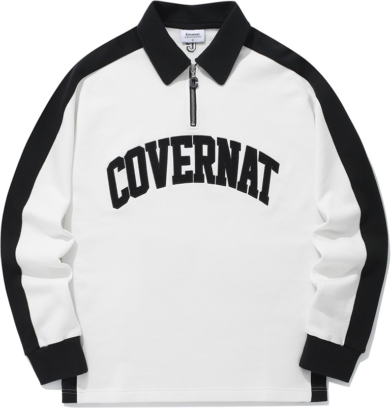 [COVERNAT]★韓国人気★Arch Logo Half Zip Up Sweatshirt Arch Logo Half Zip-Up Crewneck Black - Covernat | 60