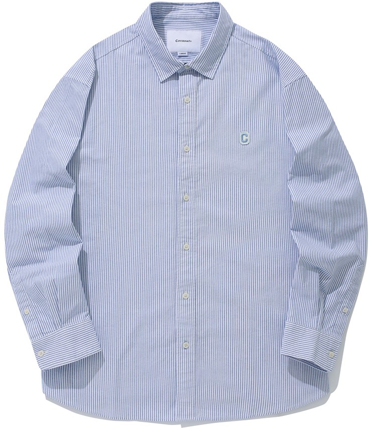 Covernat Unisex C Logo Oxford Stripes Shirt Green | Striped