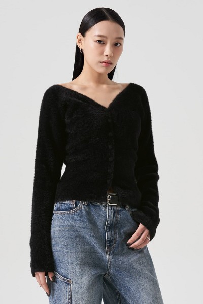 アウターその他 KIRSH Cherry V-neck cardigan set-up brown KKRSCCD503MBRA Womens Button Down V Neck Crop Tops Colorblock Knit Cardigan