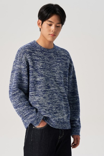 [COVERNAT]★LAMBSWOOL C LOGO CREWNECK KNIT Covernat Unisex Lambs Wool C Logo Crew Neck Knit Blue
