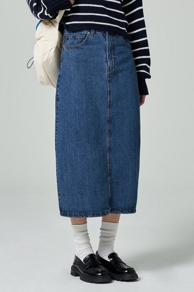 KIRSH Cherry Pleats Denim Skirt Dark Blue | Denim for Women