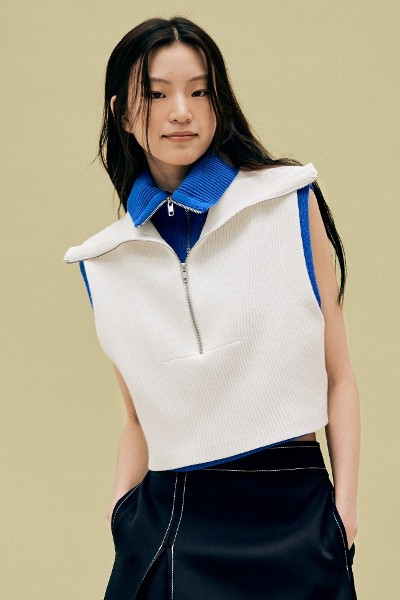 TAN◆MOON CABLE VEST/FREE/ウール/IVO/TN22AW011 MOON Cable Bustier Knit Vest | Vests for Women | KOODING