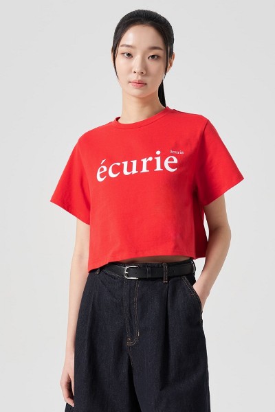 KIRSH Small Cherry Crop Tee Shirt Oatmeal | Cropped for