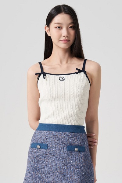 BLANC-CHIC Double Ribbon Low Mini Skirt | KOODING